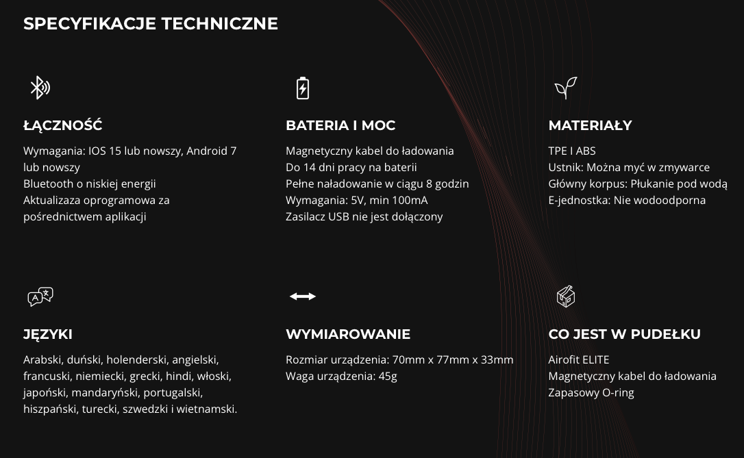 Specyfikacja techniczna Airofit ELITE