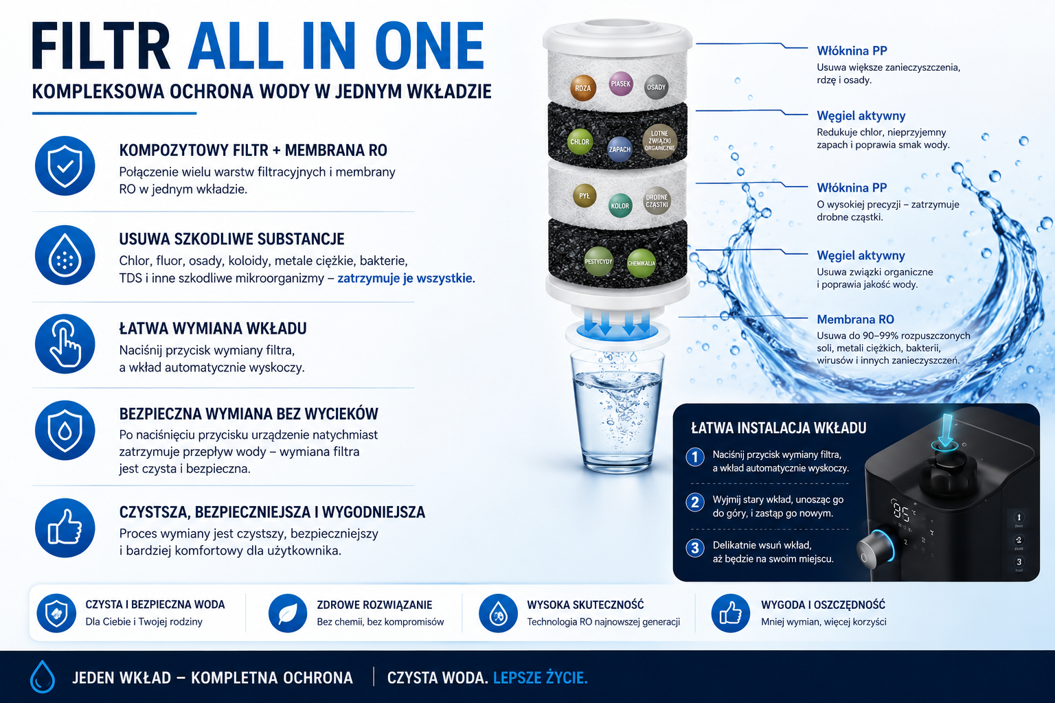 Filtr RO All-in-One – detal budowy